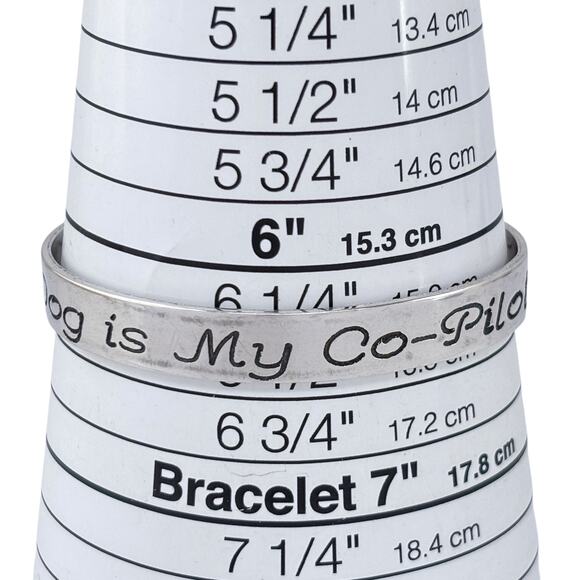 Dog Is My Co-Pilot H&H Cuff Bracelet | Vintage Sterling Silver 925 | 6.5" - Picture 9 of 11